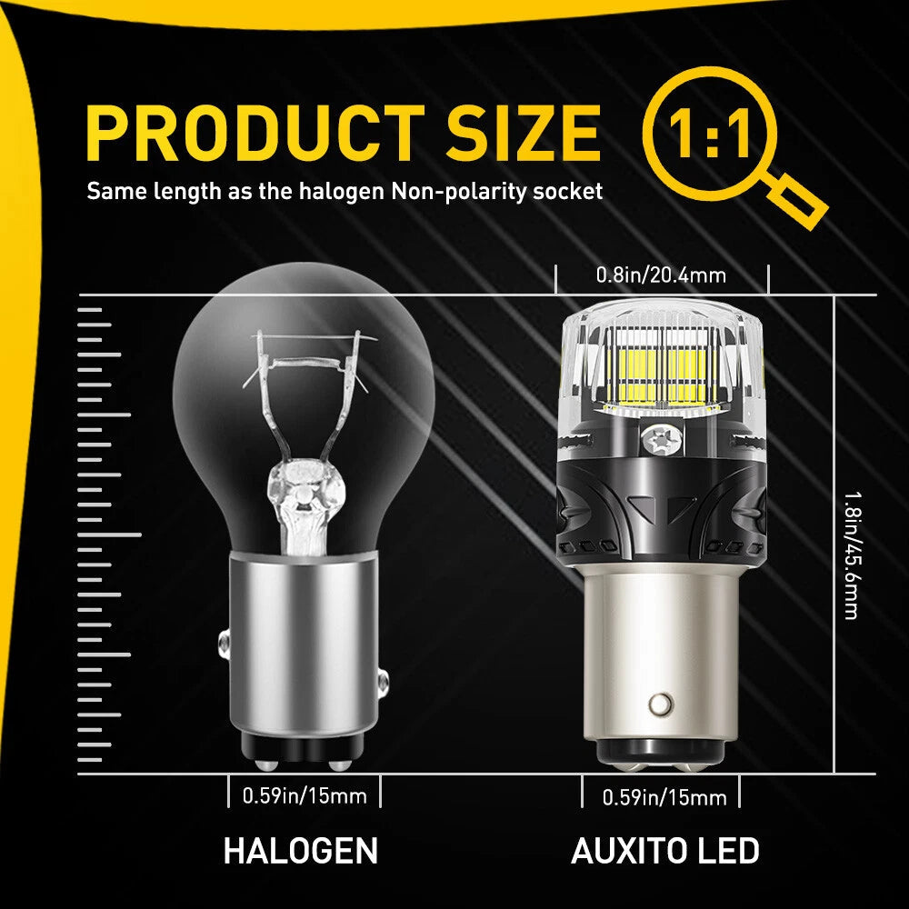 AUXITO 1157 LED Tail Brake Stop Reverse Parking Turn Signal DRL Light Bulb White AUXITO