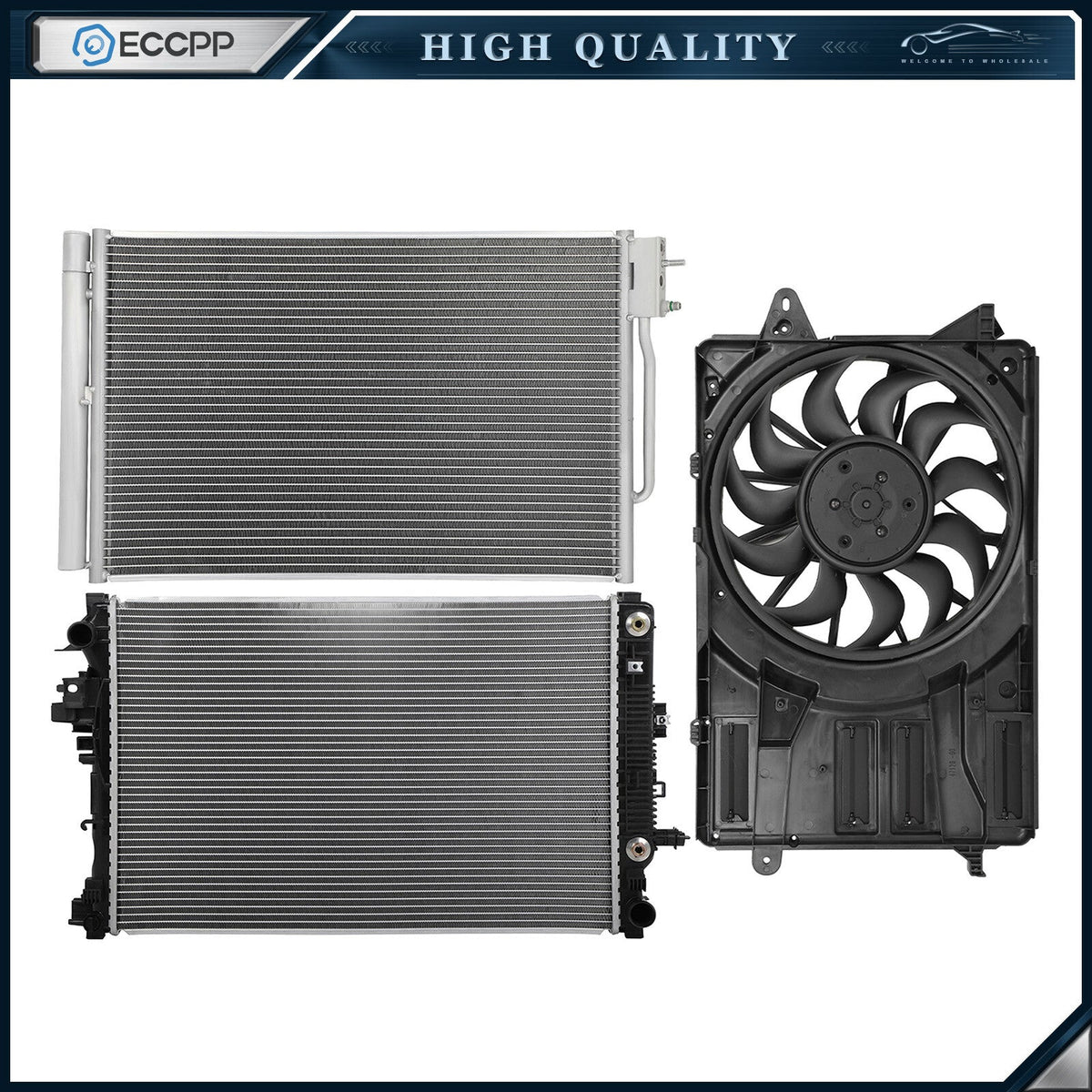 Electric Radiator Condenser Cooling Fan Kit For 2016 2017 2018 Chevrolet Malibu KOEEP