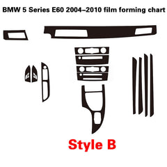 Interior Center Console Carbon Fiber Molding Sticker Decals For BMW 5 Series E60