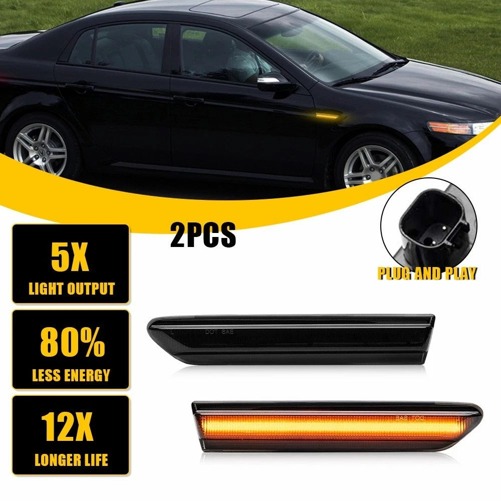 For 2004-2008 Acura TL Smoked Lens Amber LED Front Bumper Side Marker Light EOA 6B93BC-57
