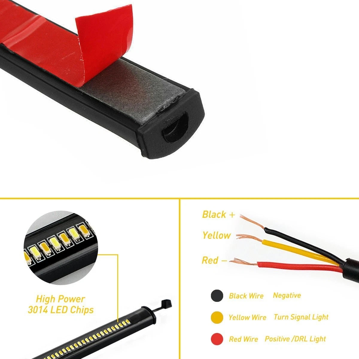 2X Switchback W/A LED Fork Turn Signal Daytime DRL Light Strips Fit Motorcycle A 6B93BC-57