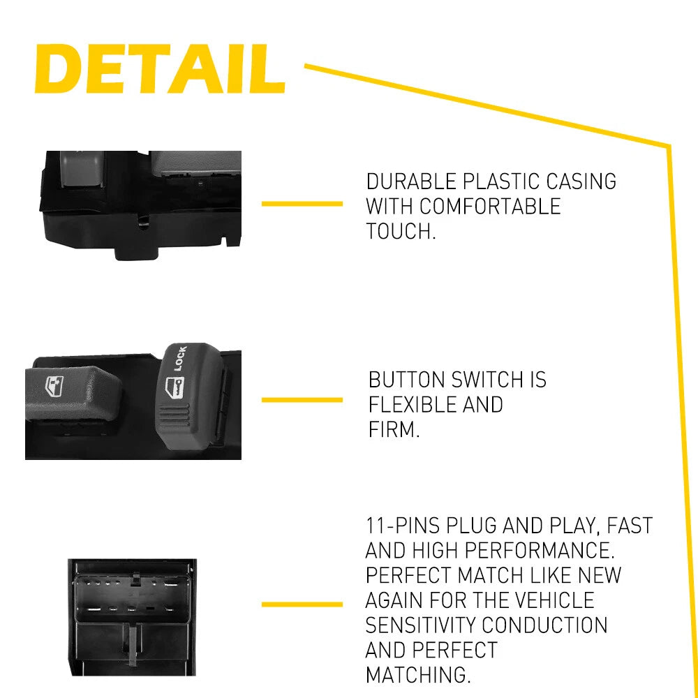 PASSENGER SIDE MASTER POWER WINDOW SWITCH FOR 95-04 CHEVY GMC C/K SONOMA YUKON 6B93BC-57