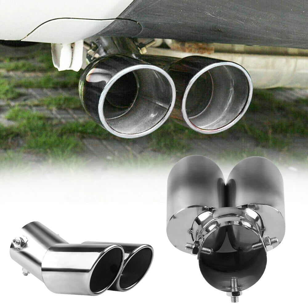 Car Dual Exhaust Pipe Tail Muffler Tip Auto Accessories Replace Chrome Tips EOA 6B93BC-57