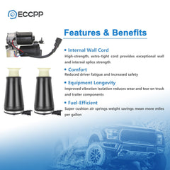 3PCS Rear Suspension Air Spring Bag + Compressor For Lincoln Town Car Marquis 6B93BC-57