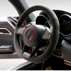 Black Suede Leather Steering Wheel Stitch on Wrap For Mercedes Benz C43 CLS63AMG