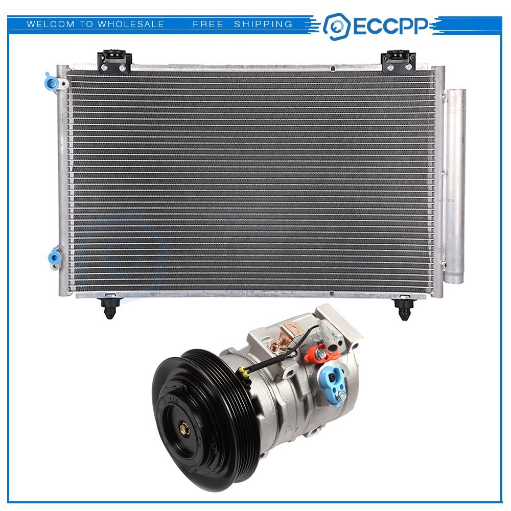 AC Condenser & AC Compressor Cooling Kit For Toyota For Corolla For Matrix 03 6B93BC-57