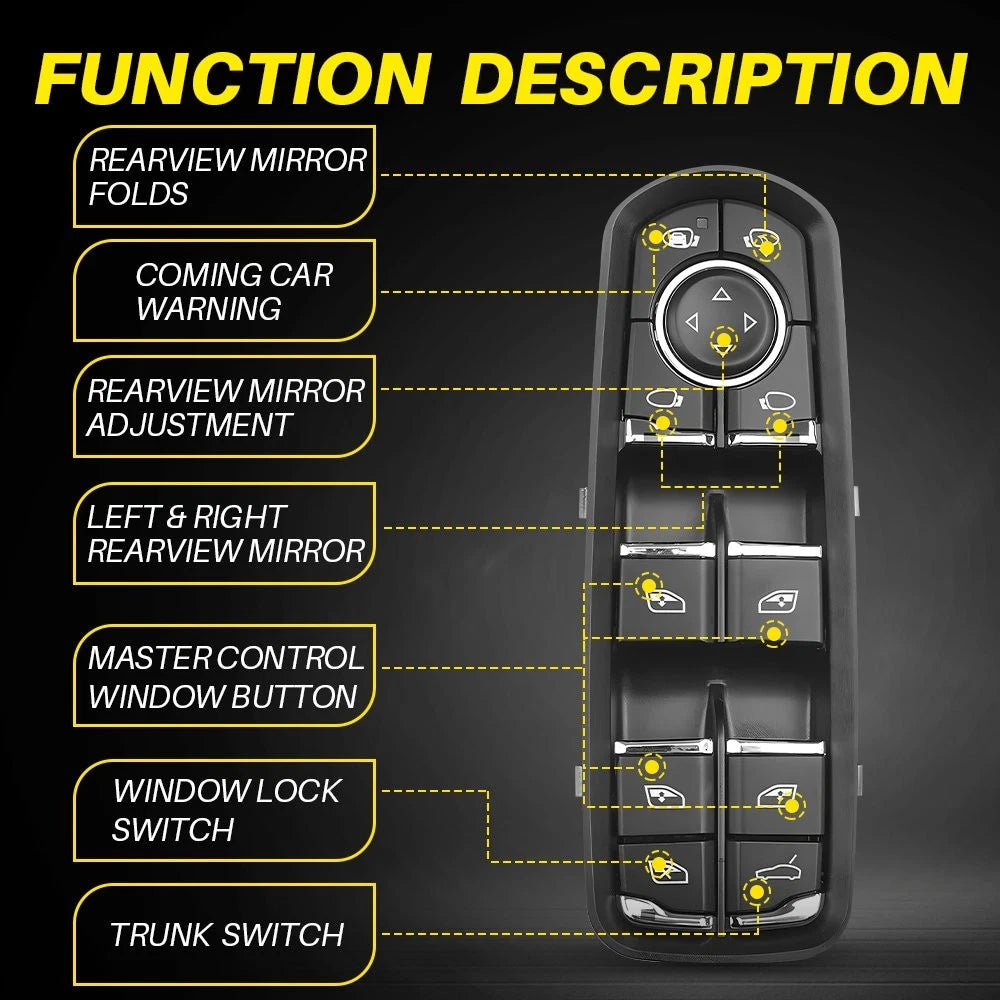 For 2011-18 Porsche Panamera Cayenne 7PP959858AEDML Driver Left Window Switch US 6B93BC-57