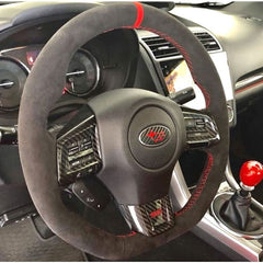 Black Suede Leather Steering Wheel Stitch-on Wrap Cover For Subaru WRX STI 15-20