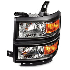 Headlights For Chevy Silverado 1500 2014-2015 Black Housing w/Amber Corner Lamp 6B93BC-57