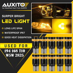 10x AUXITO Amber Yellow 168 194 License Side Marker Light Canbus LED Bulb EA AUXITO