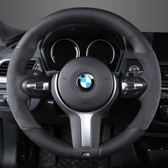 Suede&Black PU Leather Steering Wheel Stitch on Wrap Cover For BMW X5 F15 13-18