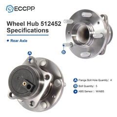 2 Pcs Rear Wheel Hub Bearings Assembly FWD For 2007 2008-2014 Mazda CX-9 3.7L 6B93BC-57