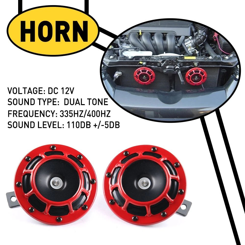 2pcs/set 12V 115DB Super Loud Compact Electric Blast Dual Tone Car Air Horn Kits 6B93BC-57