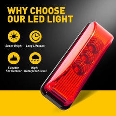 4x 3LED Side Marker Lights Amber+Red Clearance Light Waterproof Trailer Truck RV 6B93BC-57