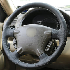 Top Leather Steering Wheel Hand-stitch on Wrap Cover For Honda CRV CR-V 2003-06