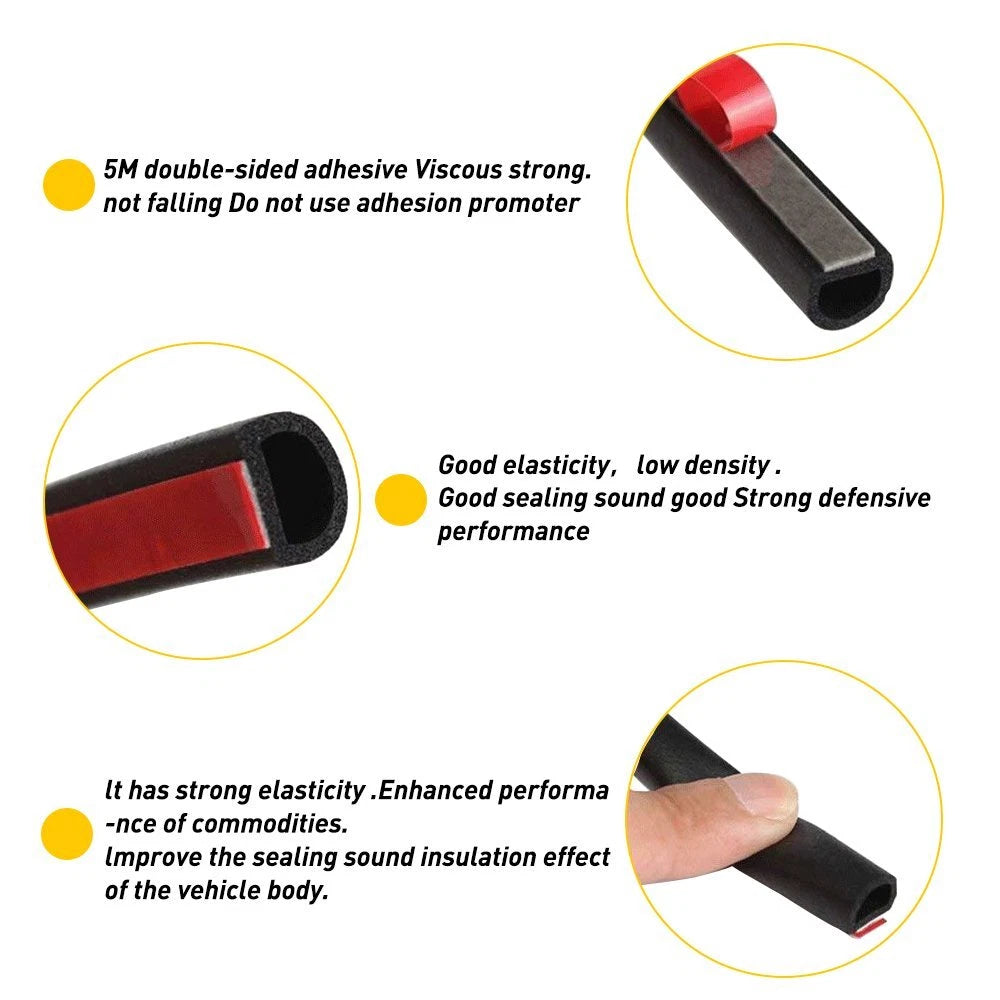 Universal Weatherstrip Small D-shape Car Door Rubber Weather Seal Hollow Strip 6B93BC-57