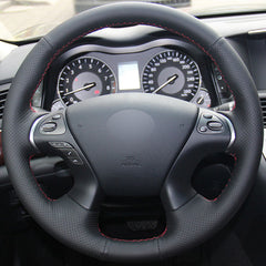 Top Leather Steering Wheel Hand-stitch on Wrap Cover For Infiniti JX35 Q70 QX60
