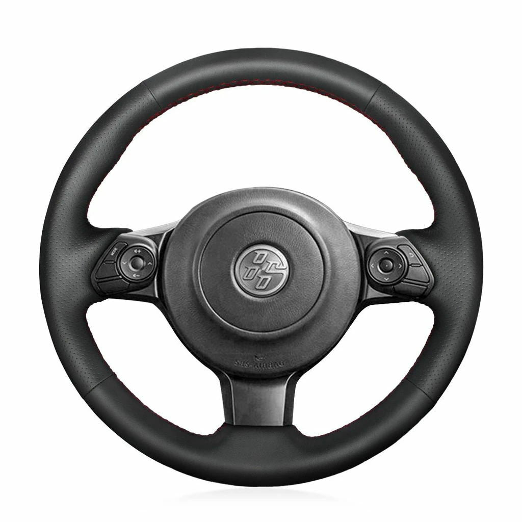 Hand-Sewing Black PU Leather Steering Wheel Covers Wrap For Subaru BRZ 2016-2019