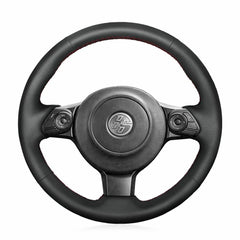 Hand-Sewing Black PU Leather Steering Wheel Covers Wrap For Subaru BRZ 2016-2019