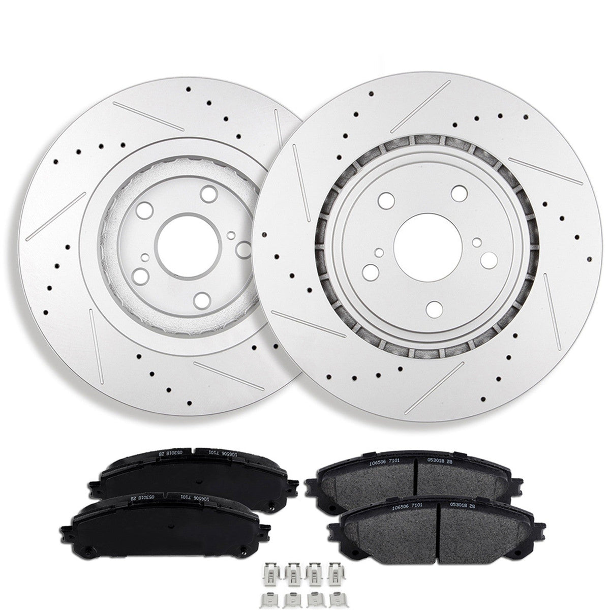 Front Drilled Rotors + Brake Pads for Toyota Sienna Highlander Lexus RX350 NX300 6B93BC-57