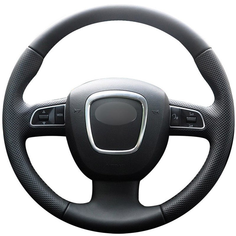 Top Leather Steering Wheel Hand-stitch on Wrap Cover For Audi A3 A4 B8 A5 A6 C6