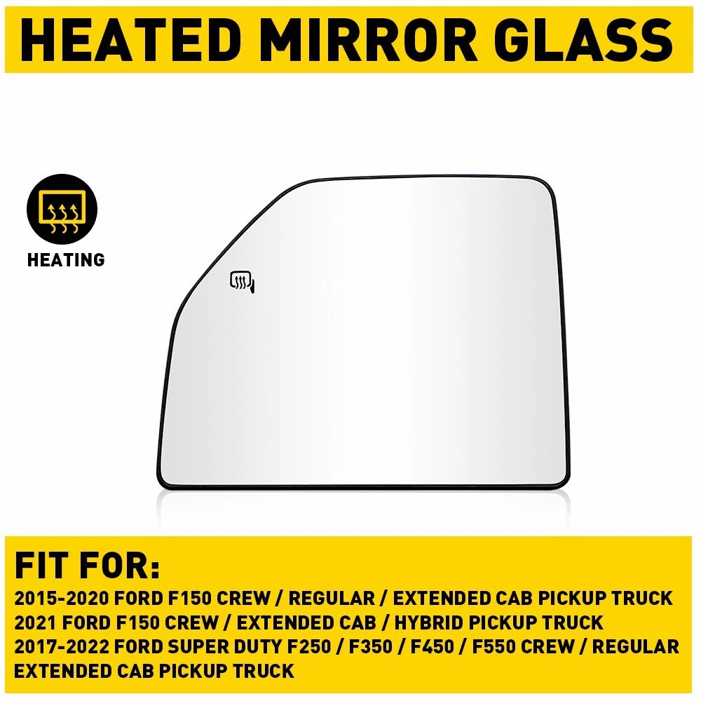 Mirror Replacement Glass for 2017-2022 Ford F-250 Super Duty Driver Side Upper 6B93BC-57