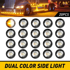 20X 3/4" Amber White Small Round Side Marker lights LED Mini Button lamps 12V EA 6B93BC-57