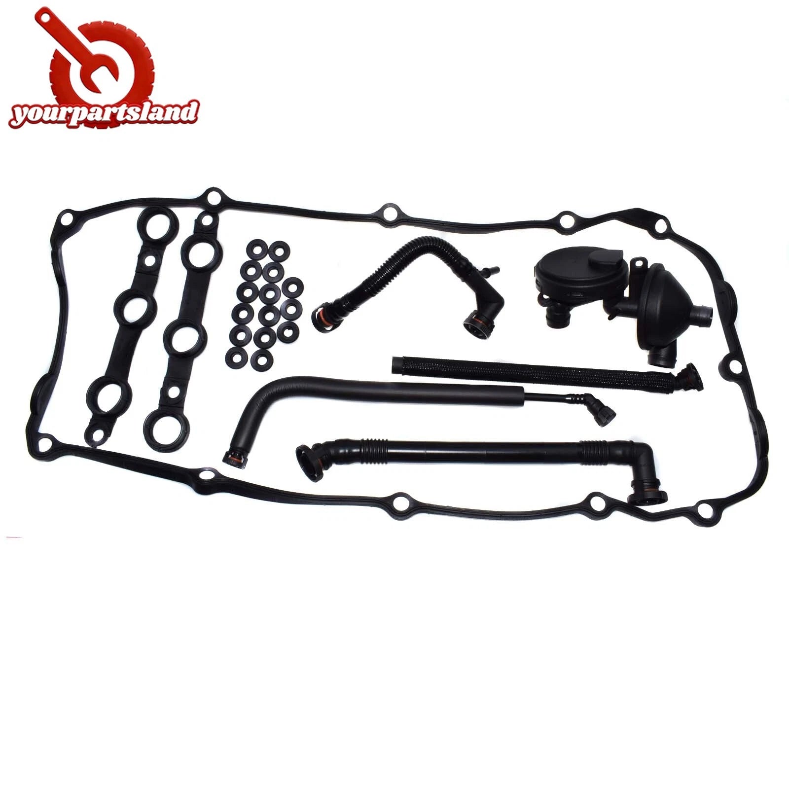 PCV Crankcase Vent Valve Breather Hose & Valve Cover Gasket Kit For BMW E46 325i 6B93BC-57