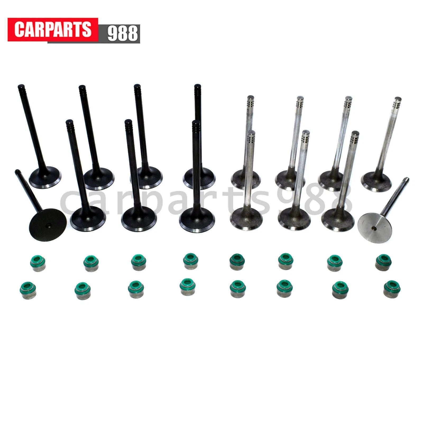 16Pcs Intake & Exhaust Valve + Stem Seals For Chevy Daewoo Isuzu Suzuki 90412277 6B93BC-57