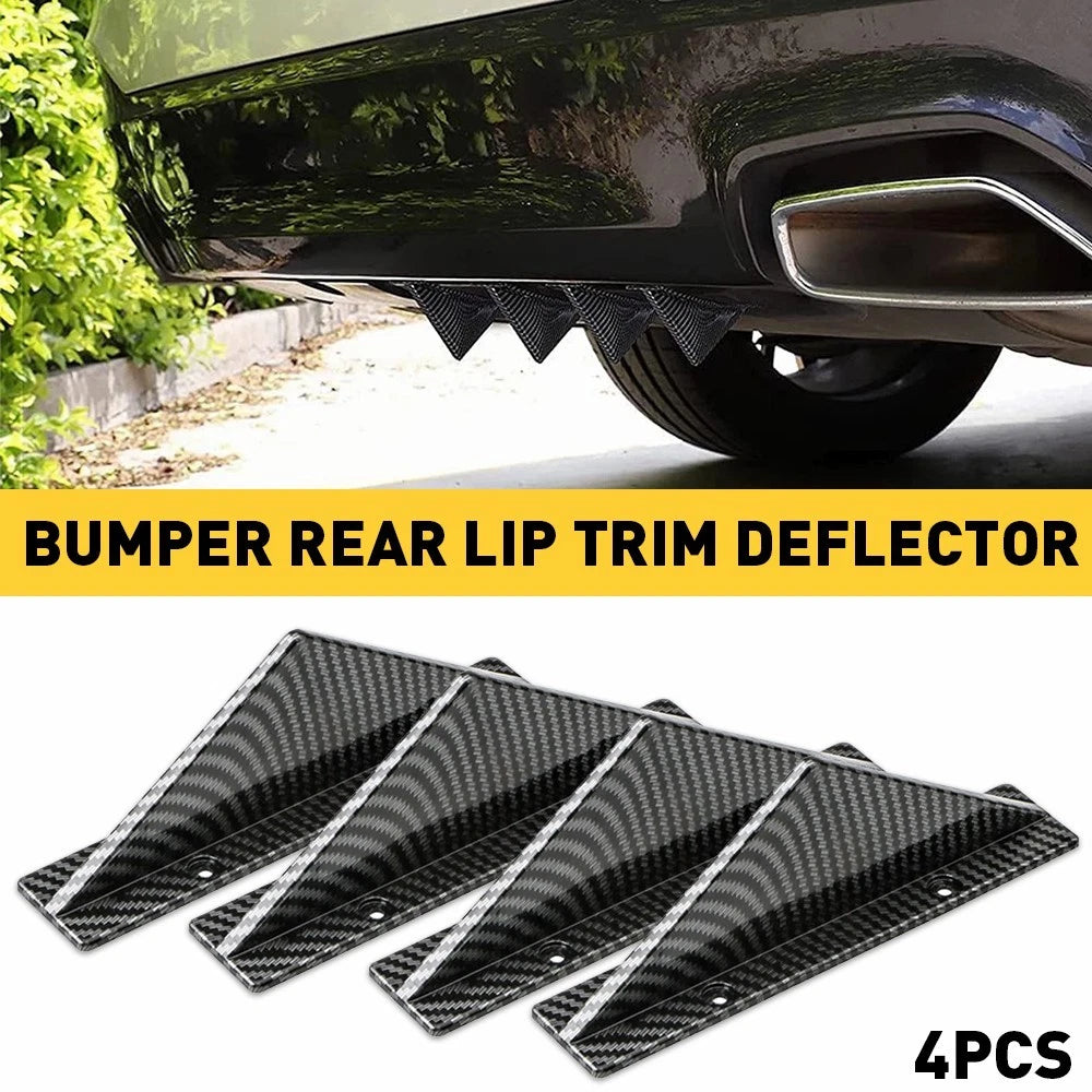 Universal 4x Car Rear Shark Fins Lower Bumper Splitter Diffuser Lip Carbon Fiber 6B93BC-57