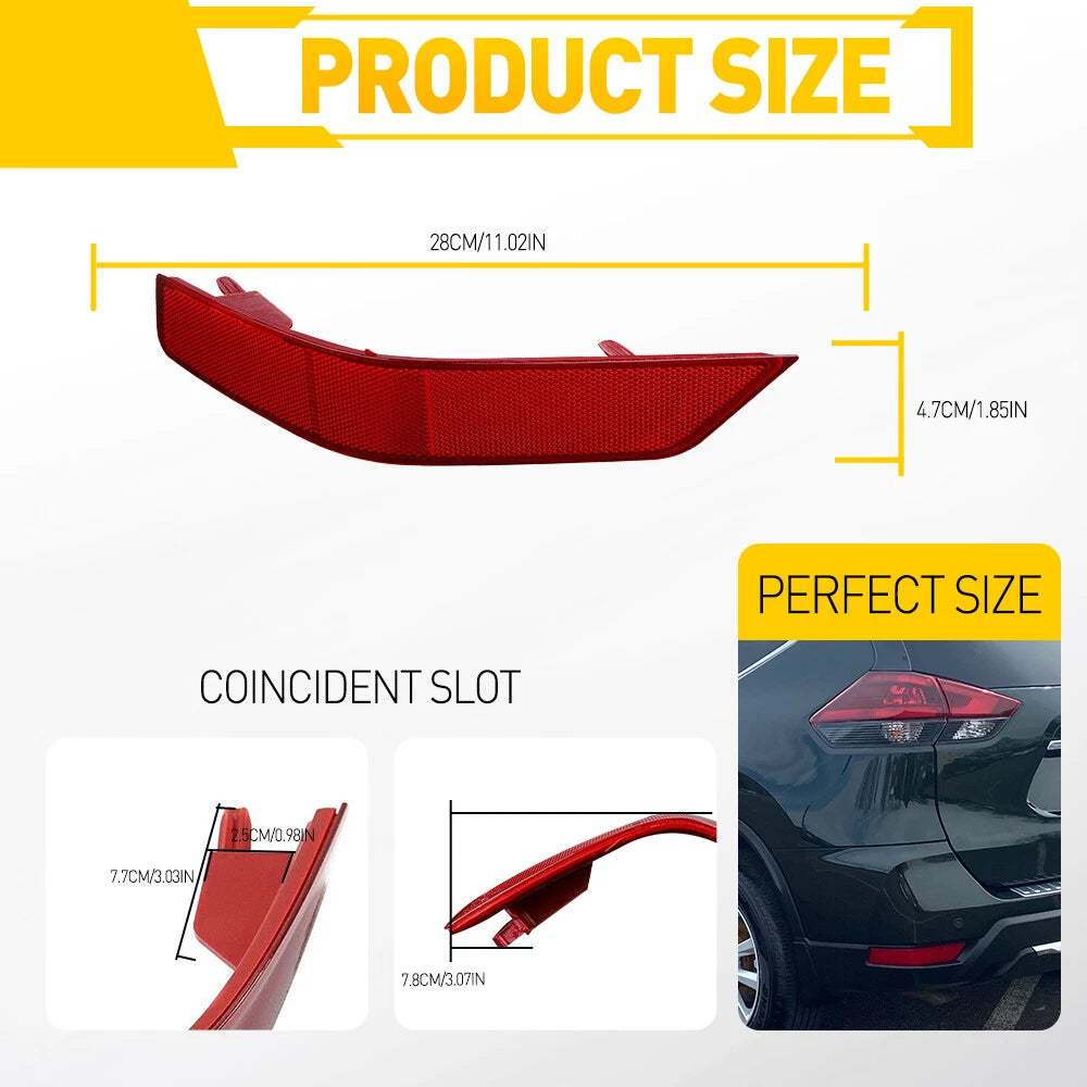 2PCS Rear Bumper Reflector Set Red Lens For 2017-2020 Nissan Rogue LH RH Side EA 6B93BC-57
