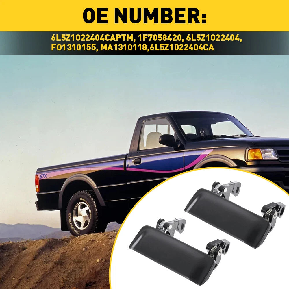 Door Handle Set For 2001-2011 Ford Ranger Smooth Black Front LH RH Outer 2Pc US 6B93BC-57