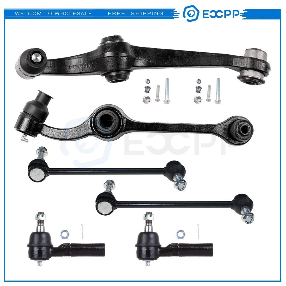 For 1995-1998 Ford Windstar 6Pieces Front Lower Control Arms Sway Bars Tie Rods 6B93BC-57