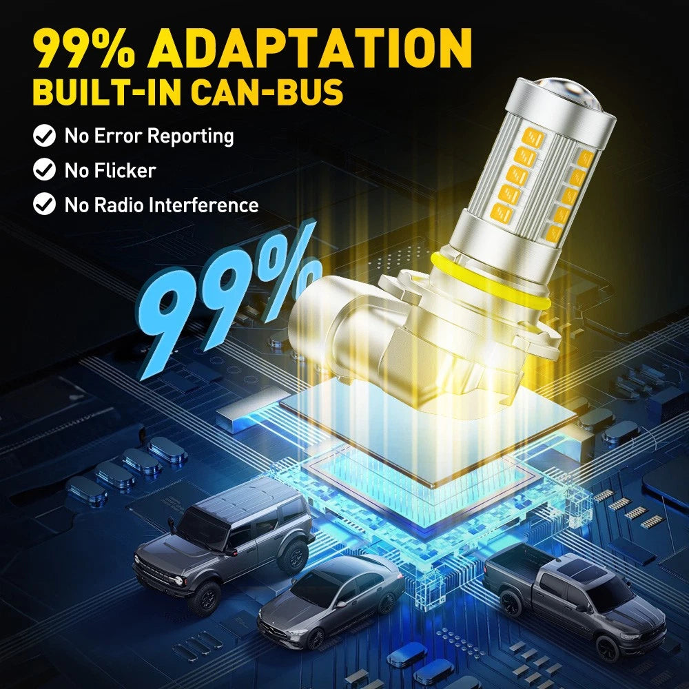 2X AUXITO LED Fog Light Bulb 9006 Fog Light Bulb Amber 3000K High Power Lamp EOA AUXITO
