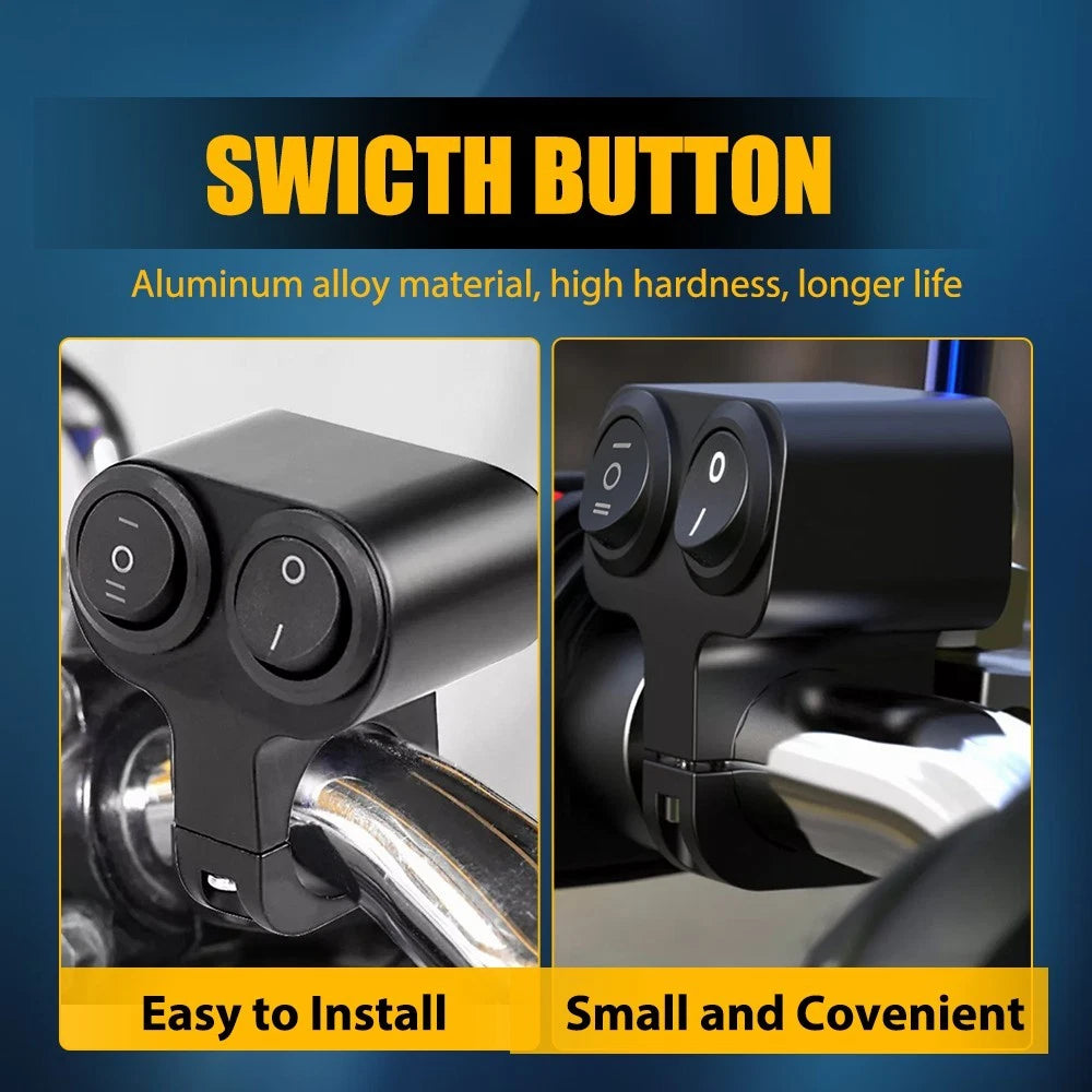7/8" Motorcycle ATV Dual Button On Off Switch Handlebar Headlight Fog Spot Light 6B93BC-57