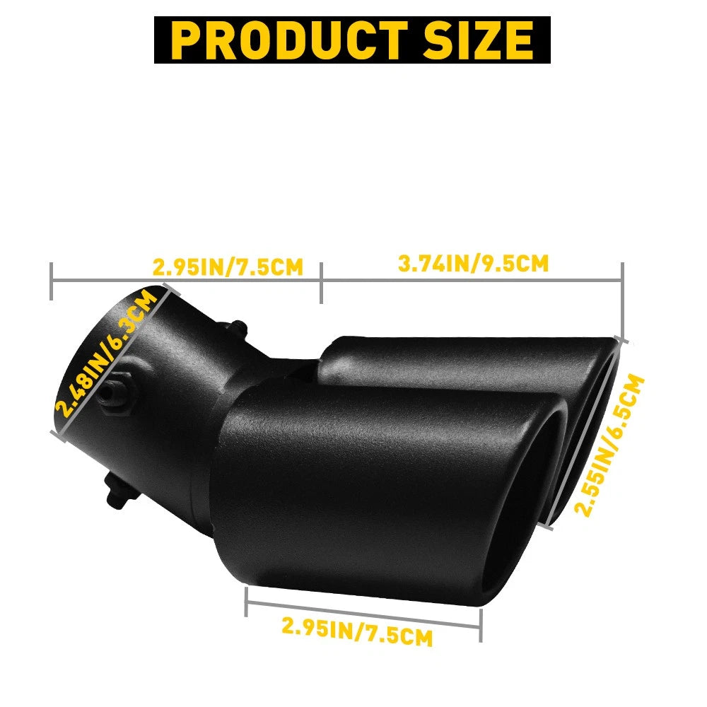 Car Rear Dual Exhaust Rear Pipe Tail Muffler Tip Tailpipe Throat Universal Black 6B93BC-57