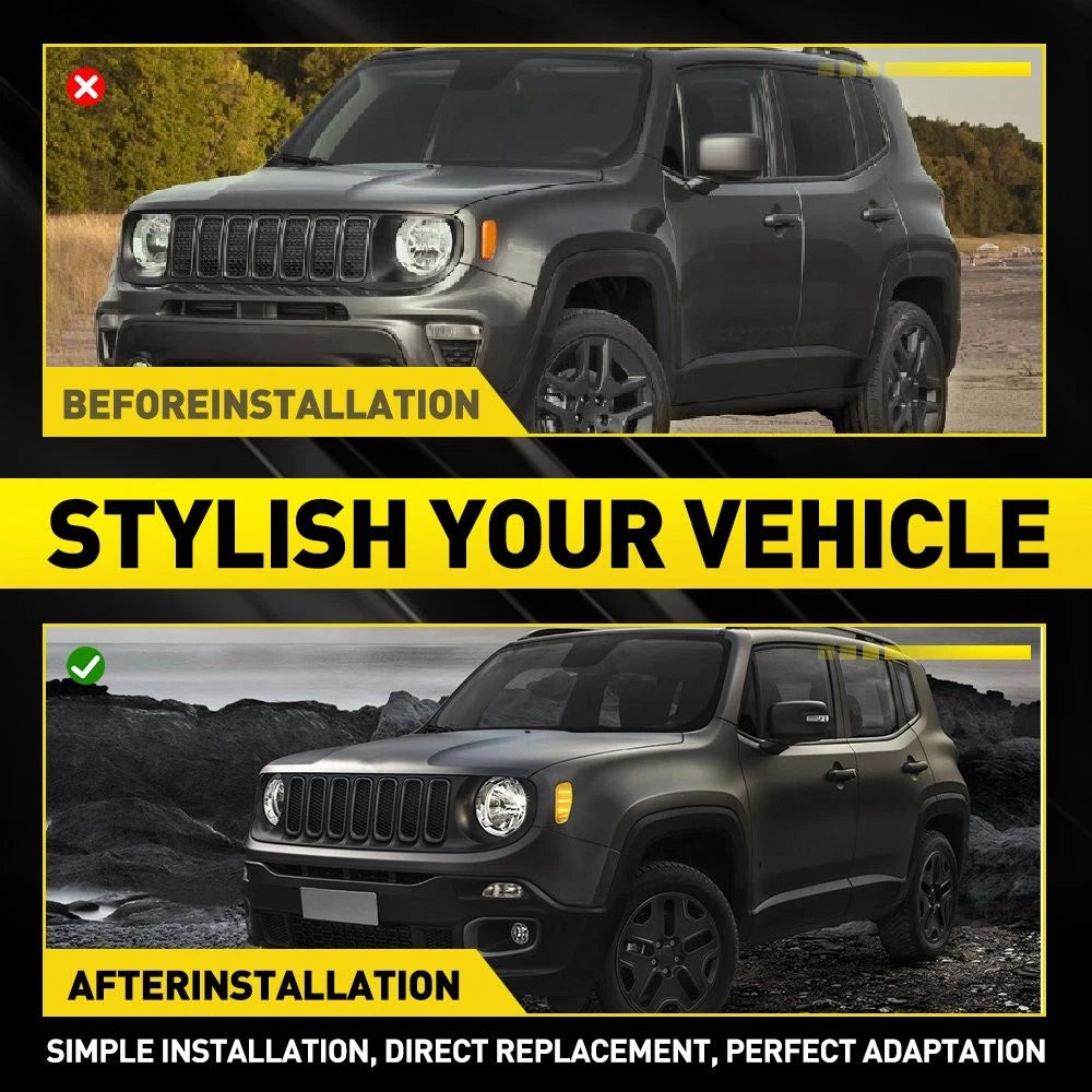 2x Amber LED Side Marker Lights Fender Lamps Clear For 2015-2023 Jeep Renegade A 6B93BC-57