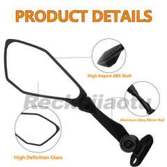 For Kawasaki Ninja ZX6R ZX636 2009-2024 Black Left & Right Rearview Side Mirrors