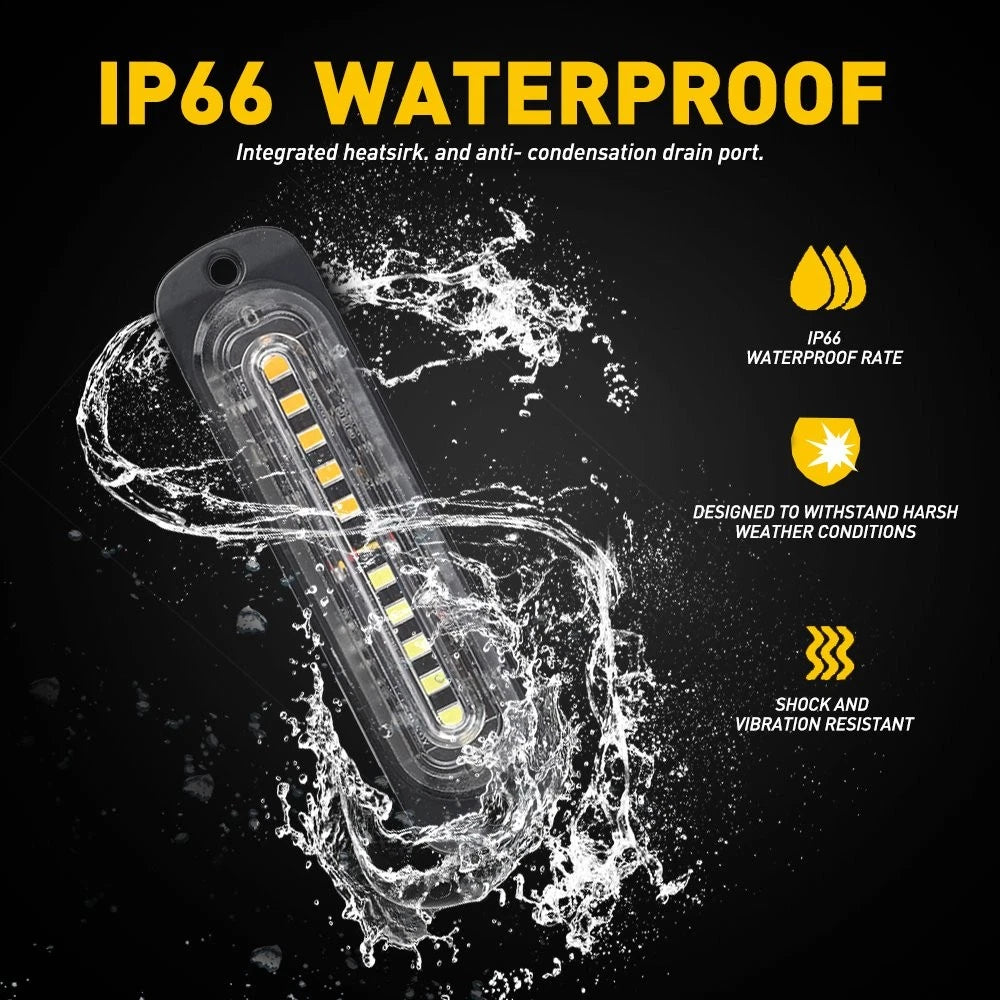4X LED Strobe Light Emergency Beacon Warning Hazard Flash Car Truck Amber/White 6B93BC-57
