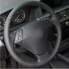 Top Leather Steering Wheel Hand-stitch on Wrap Cover For BMW 5 Series E60 535