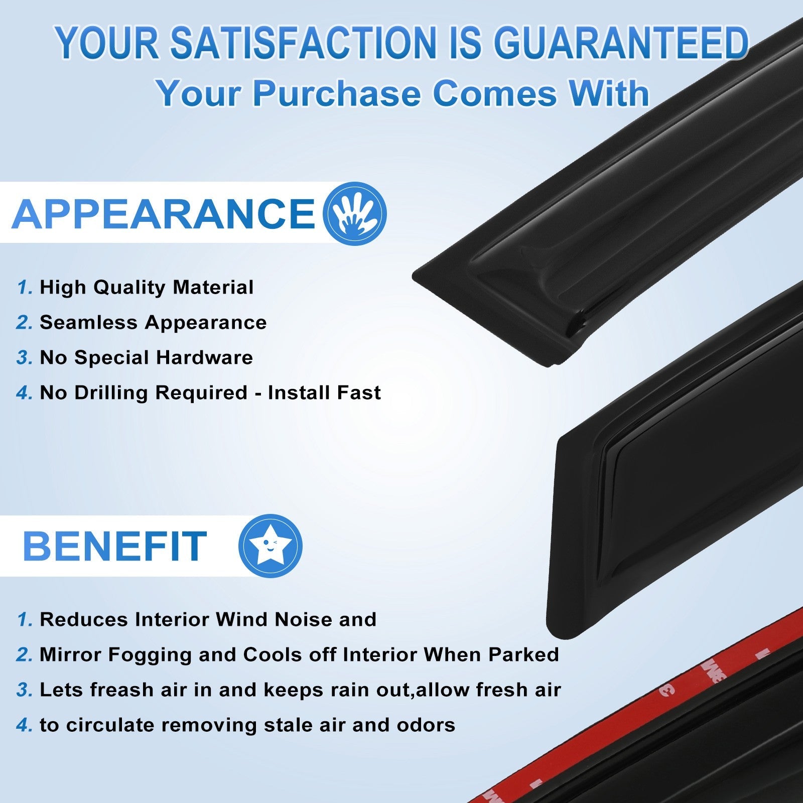 Side Window Visor Vent Rain Shades Guards For 2018-2020 Honda Accord Sedan 6B93BC-57