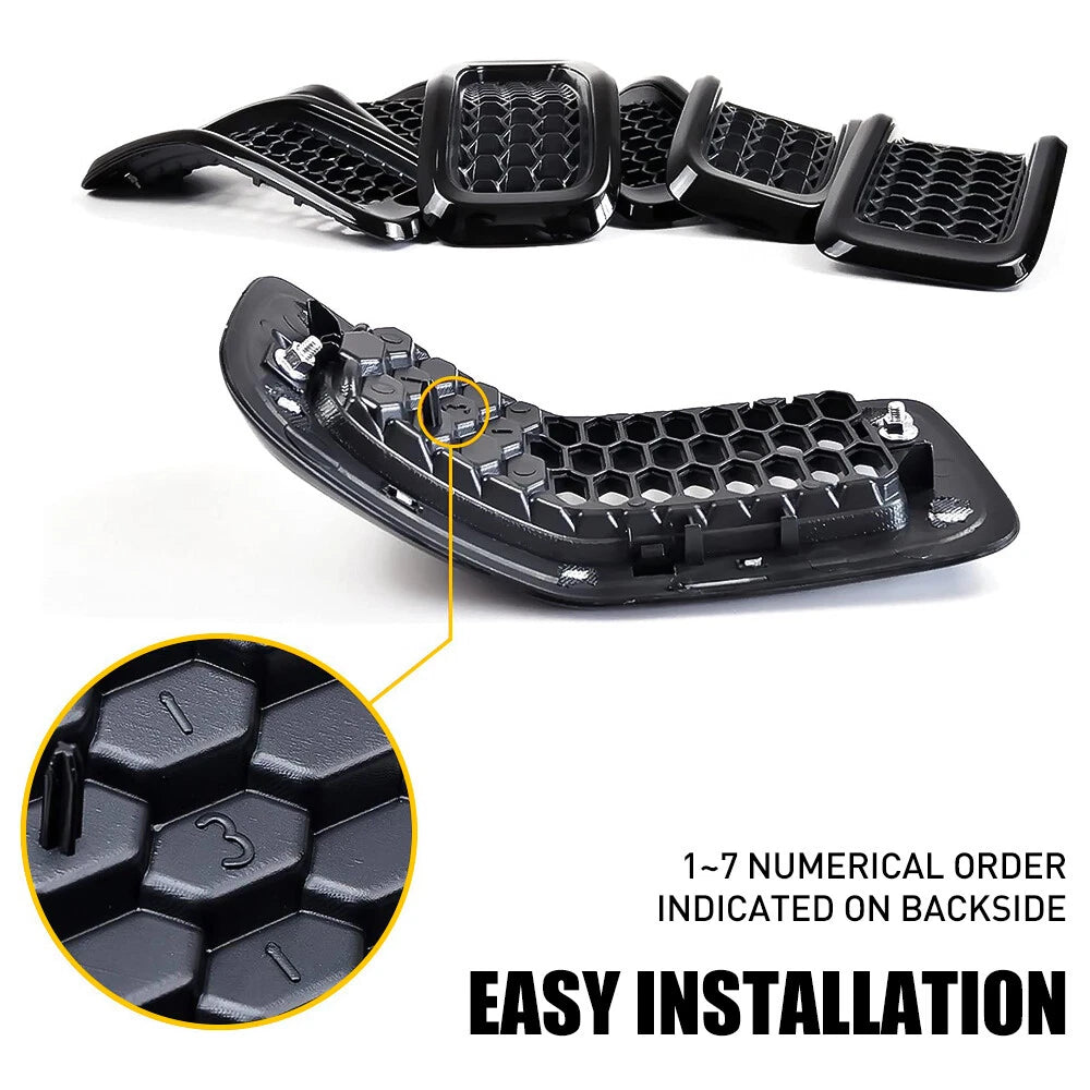 For 2014-2018 Jeep Cherokee Front Grill Inserts Honeycomb Mesh Black Cover -7 6B93BC-57