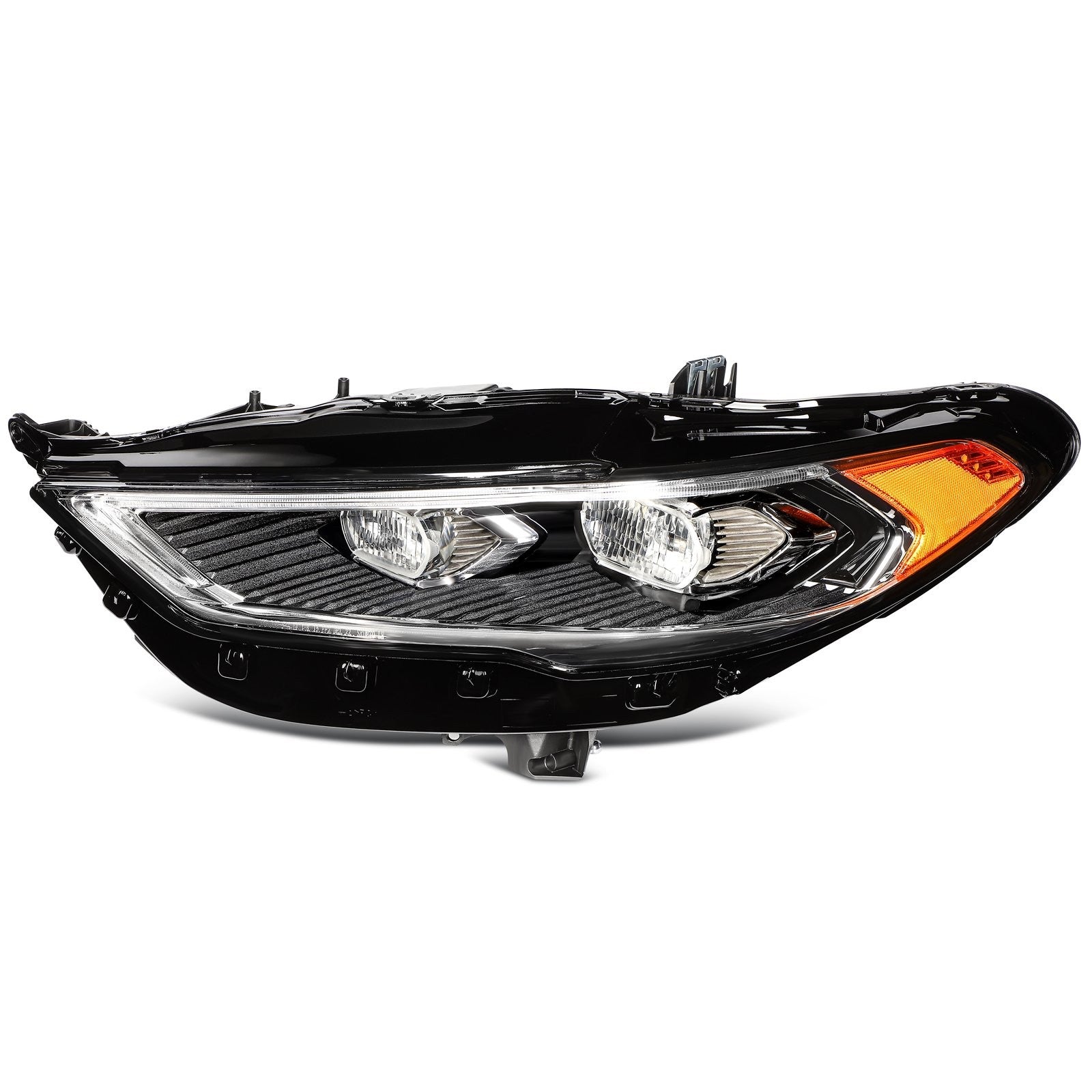 Left Side Full LED Headlight Assembly For 2017-2020 Ford Fusion Black Amber 6B93BC-57