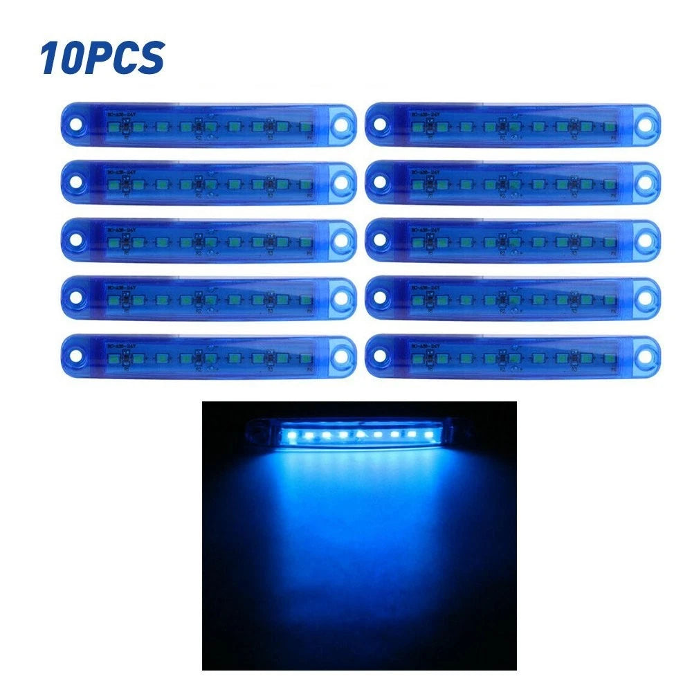 10X 12V Blue LED Side Clearance Marker Truck Trailer Van Lights Waterproof Lamp 6B93BC-57