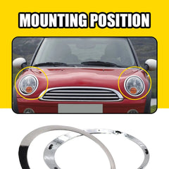For Mini Cooper R55 R56 2007-2015 R&L Chrome Headlight Trim Ring Bezel Cover EA 6B93BC-57