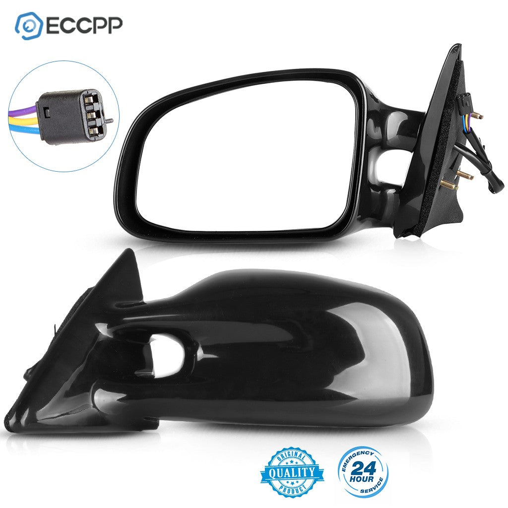 Black Power Mirrors Set For 99-03 Pontiac Grand Am Pair Left & Right Side View 6B93BC-57