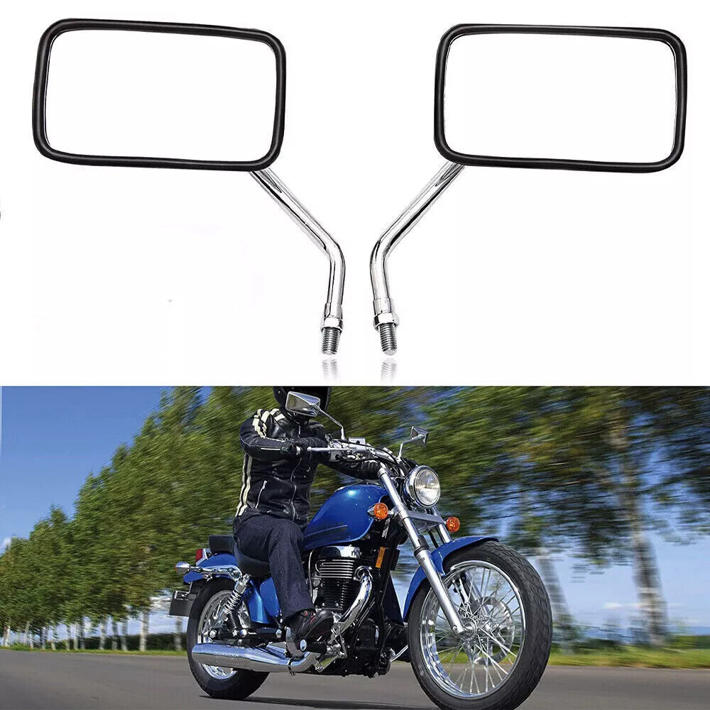 For Honda Shadow 750 Motorcycle Rear View Mirrors Chrome Rectangular Universal