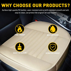 Car PU Seat Leather Universal Cover Front Auto Seat Cushion Protector Pad Beige 6B93BC-57