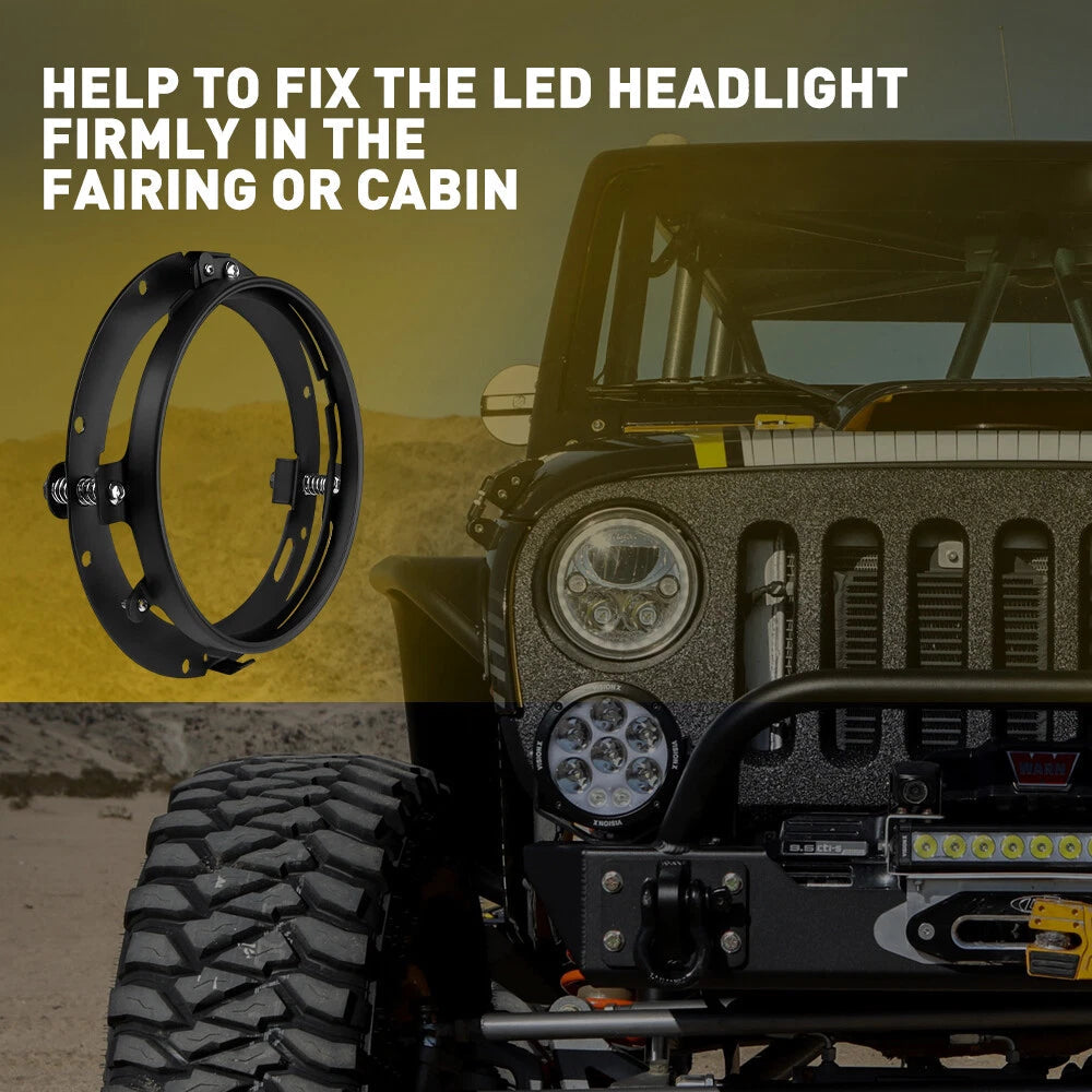 2X Round 7Inch LED Headlight Mounting Ring Bracket Adapter for Harley Touring A 6B93BC-57