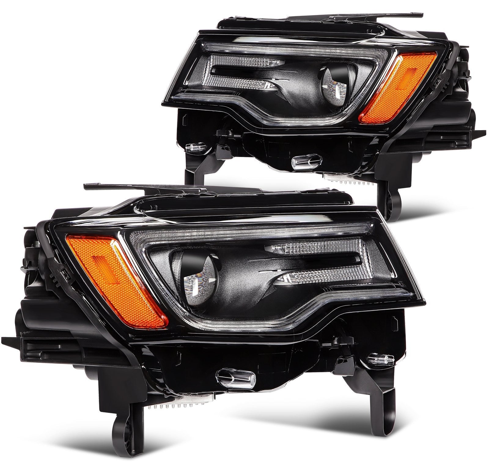 ECCPP Headlights Assembly For Jeep Grand Cherokee 2019-2021 Pair Kit Black Amber 6B93BC-57